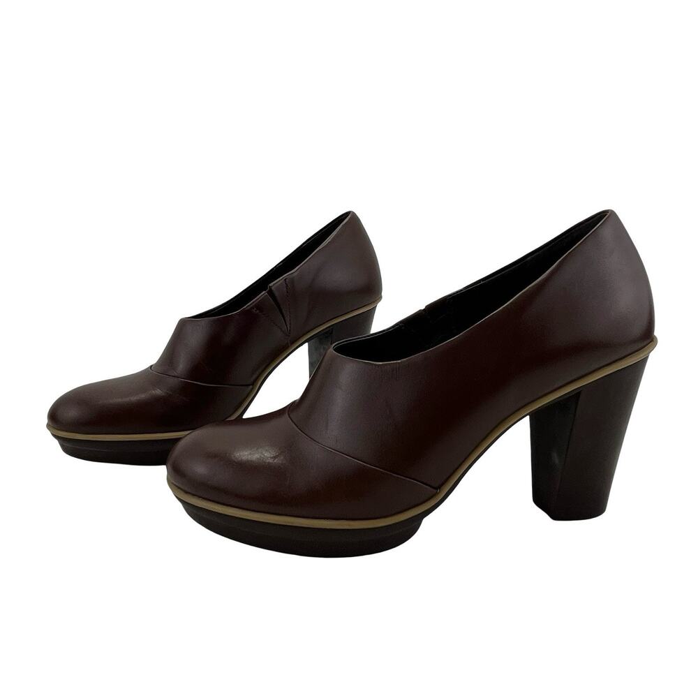 Camper Block Heel Platform Pumps – Espresso Brown Leather – Women’s EU Size 37